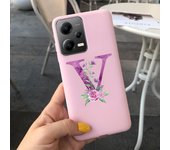 Fashion Rose Initial Letter Phone Case For Xiaomi Poco X5 5G PocoX5 Pro Soft Silicone TPU Back Cover For Poco X5 Pro X 5 X5Pro