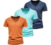 AIOPESON 3 juegos de camisetas masculinas 100% algodón diseño de moda camisetas masculinas sólidas camiseta de verano de cuello