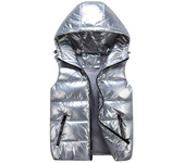 Chaleco clásico con capucha para hombre/mujer/niño, chaleco de algodón brillante con capucha de invierno, chaleco informal, chaqueta sin mangas para hombre, abrigos cálidos, sombrero