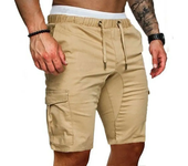 Pantalones cortos informales para hombre, pantalones cortos Cargo de verano para gimnasio, deporte, correr, entrenamiento, pantalones Cargo, pantalones para correr, pantalones cortos sólidos con cordón para correr para hombre