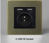 86 Type Antique Bronze Pattern Stainless Steel Panel Wall Light Toggle Switch EU FR Socket USB Type C Charging Port