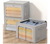 ‎50 x 40 x 33 cm 3 Piezas Cajas Almacenaje Ropa - Material de tela Oxford Bolsas Para Guardar Ropa Plegable con Asa Reforzada y Ventanas Transparentes Adecuado para guardar ropa mantas y edredones
