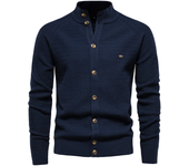 cárdigan de punto para hombre, suéter de algodón con botones de alta calidad y cuello simulado para hombre, cárdigans de diseñador a la moda para invierno