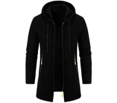 Winter long windbreaker knitted sweater jacket wool windproof men's coat