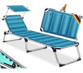 con Techo Plegable  Respaldo Ajustable, ergonómico  Silla portátil  Tumbona de Playa Azul petróleo