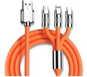 Cable de datos carga rápida USB 3 en 1(1.2Metro), cable de datos de carga múltiple 6A/120W, carga rápida, grueso, cable de datos uno a tres adecuado para iP/Micro/USB tipo C tres interfaces