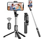 Trípode portátil para palo de Selfie, soporte para teléfono móvil, Control remoto inalámbrico, Compatible con iPhone y Android