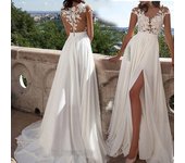 2025 Women's New Wedding Lace Mid Waist Fashionable Split Long Evening Dress