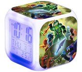 Ninjago LED Digital Alarm Clock 7 Colorful Light Bedroom Decor with Time,Temperature,Alarm,Date for Kids Xmas Gifts