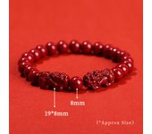 JD Natural Cinnabar Real Bead Bracelets Women Men Change Lucky Wealth Protection Hand String Pixiu Carved Vintage Bangles Gift