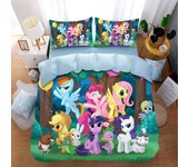 Little Pony Bedding Set,Cartoon Children My Pony Quilt Cover,2-3 Pieces Sets Kids Adult Size Cute Print Decor Gifts
