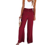 Women's Pants Elastic Waist Solid Wide Leg Baggy Female Trousers Linen Aesthetic Original Classic Chic and Elegant
