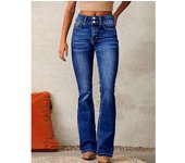 Women Denim Jeans Vintage Stretch Flare Pants Ladies Casual Solid Jean Trousers