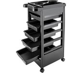 Salon Trolley Cart with Wheels and 5 Drawers - Rolling Hair Stylist Storage Cart for Beauty, Hairdresser, Tattoo