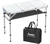 Mesa Plegable Camping, 90x40x26/51/70 CM,Mesa Portátil Multifuncional Alturas Ajustables Aluminio Impermeable para Jardín Exterior Camping y Picnic Playa Negro