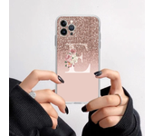 Funda de teléfono transparente con letras rosas brillantes M R para IPhone 15 8 7 6 6S Plus X SE 2020 XR XS 14 11 12 13 Mini Pro Max