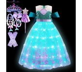 Vestido con luz LED, vestidos de princesa para niñas, disfraz de Sirenita Ariel, disfraz de carnaval, fiesta de cumpleaños, vestido elegante para niños