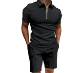 Men's po t t, short sleed T-t with tight   cor, waffle, casual, summer 2025