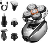 New 5 Blades Magnetic Electric Shaver Set Easy Cleaning Save Time Upgraded IPX7 Waterproof Head Shaver, LED Display, USB-C Rechargeable Electric Razor, Cordless Rotary Shaver with Pop-up Trimmer