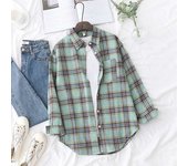 2025 New Fine Loose Casual Women Plaid Fresh College Style Long Sleeve Blouses & Tops Ladies Flannel Checked Shirt Clothes
