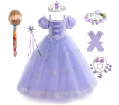 Little Girl Rapunzel Costume Party Fancy Princess Dress Birthday Party Christmas Purple Long Dress Cosplay Carnival Disguise
