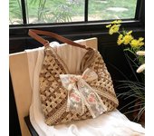 Weaving Portable Shoulder Bag Summer Vacation Package Niche Web Hollow-out Straw Knitted Underarm Bag Beach Shopper Totes
