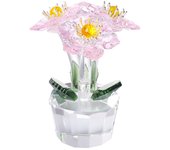 Handcraft Crystal Flower Statue Ornament Clear Base Mini Glass Flower Sculpture Rose Tulip Gift Simulation Flowers Collectible