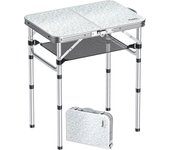 Plegable Camping 60x40x25.4/49/67cm Ajustable Altura Mesas de Acampada Portátil Mesa Playa Aluminio Impermeable Negro para Terraza Playa Exterior BBQ