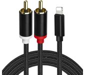For Lightning to RCA Cable Audio Aux Adapter, for iPhone14/13/12, iPad and iPod Models for Power Amplifier, Car, Home Theater,