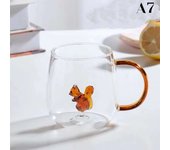 Taza transparente de café con zumo de desayuno en casa, Rose 3D with Mango, Taza de leche y té, Copa de Cristal