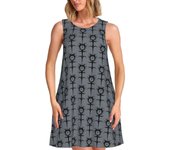 Customized cool Ghostemanes women's sleeveless dress, metal rock sun bag, casual travel beach outfit