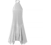 Elegant Women's  Dress with Halter Neck, Pleats, and Sequins