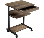 Mesa Ordenador con Ruedas Escritorios Ordenador Pequeña con Bandeja de Teclado Mesa Gaming con Cajón para Estudio,Espacio Límite Negro 79,5x56x51cm Roble Claro