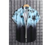Camiseta de Verano de Playa Hawaiiana Estampado de Denim 3D para Hombres Manga Corta Transpirable