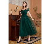 Pleats Tulle Princess Dress Skyblue Tea-Length Vestido De Fiesta Boda Evening Cocktail Homecoming Graduations Prom Ball Gown
