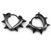 Alisouy 2pcs Punk Stainless Steel Heart Cone Spike Rivet Huggies Small Circle Helix Hoop Earrings for Women Men Piercing Jewelry
