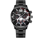 Reloj deportivo con calendario y correa de acero para hombre, reloj de cuarzo con puntero luminoso para hombre