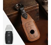3 Button Car Key Case Cover for Mercedes Benz E200 E400 S560 C260 A200 C260L Keychain Holder Keyring Leather F
