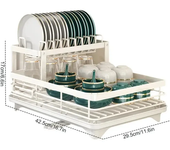 Dish Drying Rack Adjustable Kitchen Plates Organizer with Drainboard Over Sink Countertop Cutlery Storage Holde
