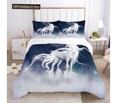 Unicorn Duvet Cover Set White Horse With Wing 3D Print King Size Polyester Comforter Cover For Kids Bedding Set With Pillowcase
