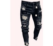Tattered pipe pants embroidered with men's jeans