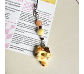 Cat Cookie Phone Charm Strap Soft Kawaii Kitty Couple Keychain Coloful Bead Pendant Cute Lanyard Keycord