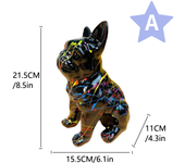 French bulldog living room ornaments, home entrance TV cabinet tabletop decorative statues, ink-splashed resin crafts.