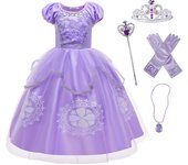 Cartoon Sophia the First Anime Costume Girls Princess Dress Floral Appliques Ball Gown Kids Carnival Sofia Cosplay Robes
