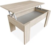 Online, Mesa de Centro Elevable, Mesita de Salón o Comedor, Acabado en Color Blanco con Tapa Cambria, Medidas, 90 cm (Ancho) x 50 cm (Fondo) x 46, 57 cm (Alto), Madera, 90 x 50 x 46, 57 cm