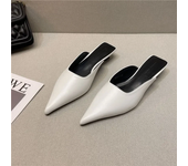 Zapatillas de tacón bajo para mujer, zapatos informales con punta cerrada, sandalias de estilo callejero, mocasines sin cordones