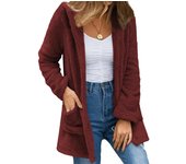 Chaqueta cárdigan de mujer otoño/invierno cárdigan de vellón de color liso con bolsillos