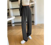 BGTEEVER Casual Loose High Waist Ladies Solid Floor-Length Suit Pants Spring Summer Pockets Stylish Women Wide Leg Trousers