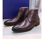 Cuero de vaca hecho a mano retro botas de cuero de los hombres con cordones zapatos de los hombres