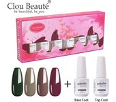 Clou Beaute 8ml Gift Set Kit UV LED Gel Varnish Soak Off Nail Art Gel Nail Polish Pure Nail Color Base Coat No Wipe Top Coat